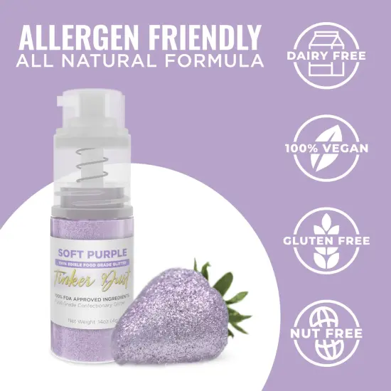 Bakell - Soft Purple Tinker Dust Edible Glitter (4g, 1x Spray Pump) for Food, Desserts, and Beverages! {3}