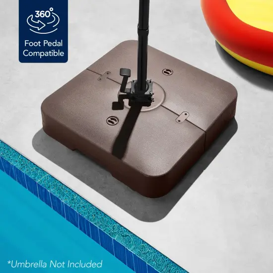 Best Choice Products 330lb Capacity Fillable Heavy-Duty Outdoor Cantilever Umbrella Base w/ Easy-Fill Spouts Brown {5}