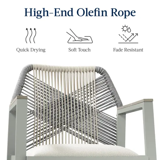 Best Choice Products Set of 2 Indoor/Outdoor Aluminum, Woven Rope Swivel Barstools w/ Armrests Gray/Meteor {6}