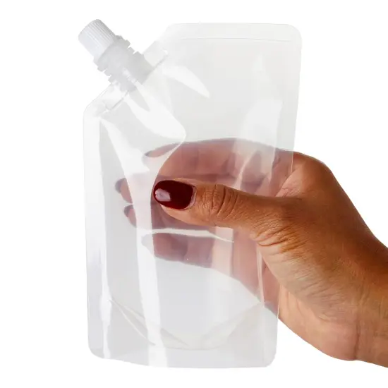 50 Pack 8oz Reusable Plastic Drink Pouches with Funnels for Juice, Soda, Beer (7 x 4 In) {4}