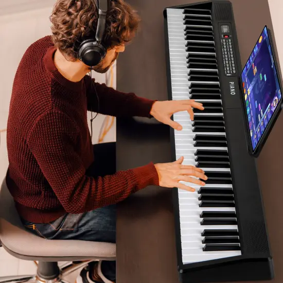 88 Key Foldable Electronic Keyboard Piano with Wireless MIDI Suitable for Kids, Teenagers and Adult Black {3}