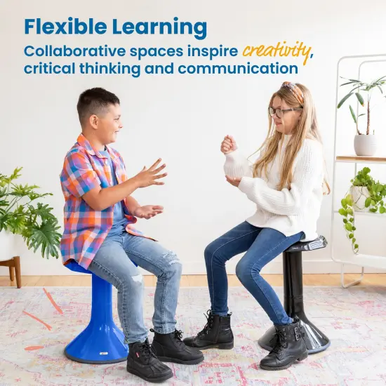 ACE Active Core Engagement Wobble Stool, Portable Flexible Seating, 18in Seat Height Blue {4}