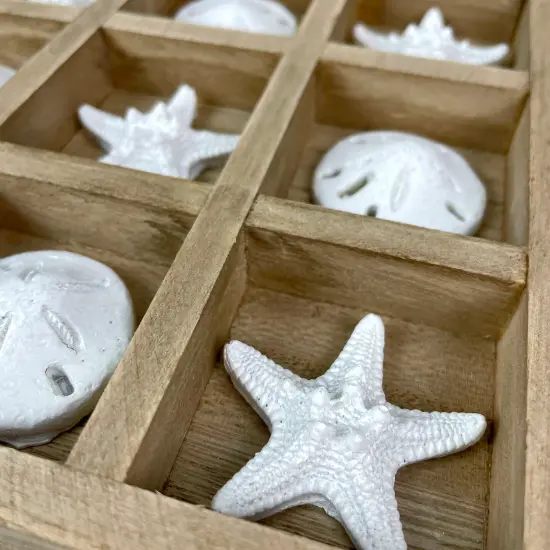 Wooden Tic Tac Toe Game Starfish Sand Dollar Coastal Beach Decor 7 in Board Gift {4}