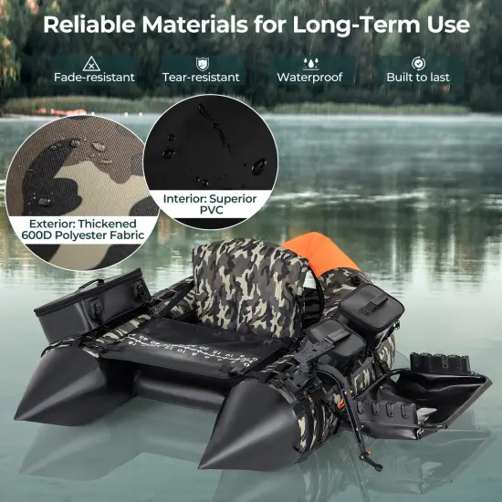 Portable Inflatable Fishing Boat with 3 Detachable Storage Boxes and Fish Finder Holder Camouflage {6}