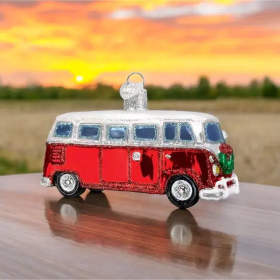 Old World Christmas 1.75 In Camper Van Christmas Tree Ornament , Ornament Christmas Car Travel Red {4}