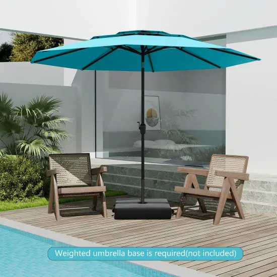 Costway 10 ft 3-tier Vented Patio Umbrella Large Market Table Umbrella Outdoor Sun Shade Brown/Turquoise/Navy/Beige/Gray/Red/Black {4}