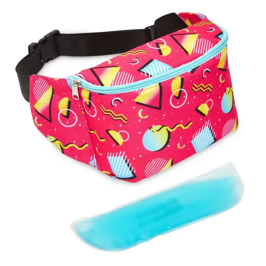 Retro 90's Fanny Pack for Teens, Insulated Waist Bag Cooler with Adjustable Strap, Pink (9 x 6 In) {1}