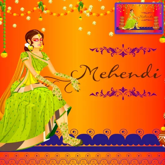 Mehendi Ceremony Backdrop Indian Traditional Cloth 5x8 Feet Backdrop Mehendi Banner Indian Wall Art Photo Decor Banner Indian Wedding Backdrop Decorative Mehendi Stage Cloth {6}