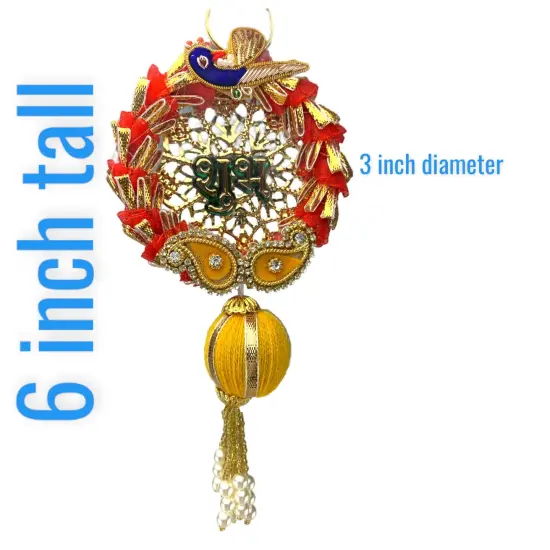 Shubh Labh Diwali Meenakari Rangoli Hangings, Traditional Indian Hindu Gift & Decor Item for Home Office Floor / Wall Hanging Decoration {4}