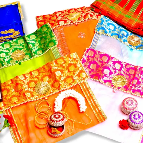 2 Pieces Saree Covers with Button Closure Saree Bags Clothes Covers Organizer for Wardrobe and Gifting Storage Wedding Favor Packing Bags Cloth Organizer Case Orange {3}