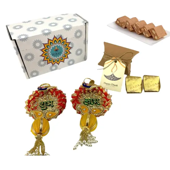 Personalized Diwali Gifts Hamper Shubh Labh Indian Sweets Diwali Gift Boxes Indian Festival Hamper Basket for Employees Home Office Friends Family & Relatives - Corporate Return Gift Items {5}