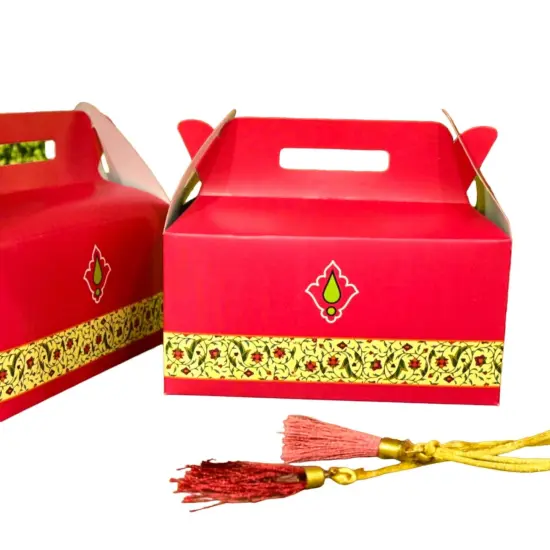 Bulk Gable Boxes Party Favor Treat Boxes Paper Gift Box for Birthday Party Goodie Gift Boxes for Wedding Housewarming Christmas Candy Boxes with Handle Paper {3}