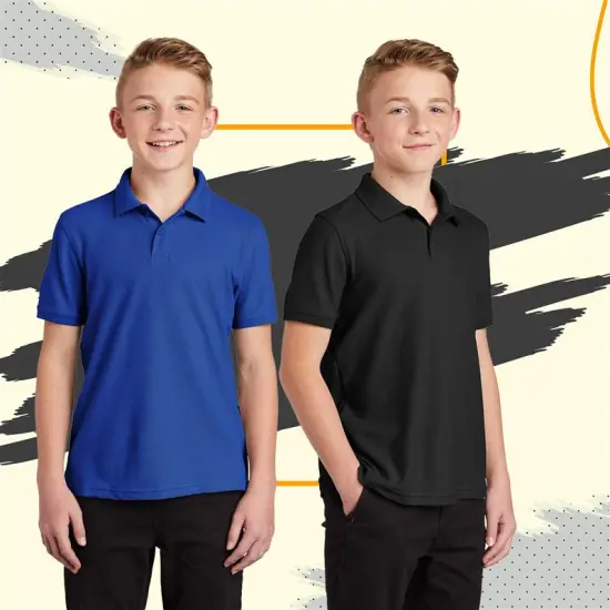 Youth Core Classic Pique Polo T-Shirt &ndash; 60/40 Cotton-Poly Blend, Lightweight 4.4 oz Fabric, Breathable & Durable Kids Polo Shirt Rich red {2}