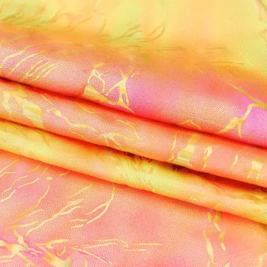 1 Yard Tie Dye Thunder Hologram Spandex Fabric 36" x 60" Length by Width Purple & Hot Pi {6}