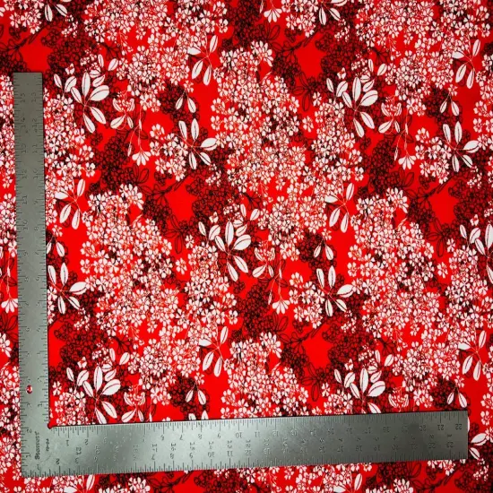 1 Yard Liverpool Floral Knit Fabric Textured, 58"-60" Wide for Dresses, Tops & Accessories Red {1}