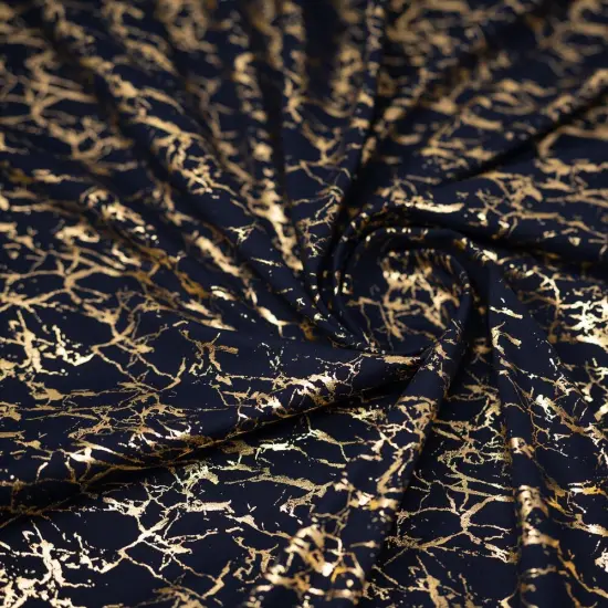 1 Yard Cracked Foil Printed Microflex Fabric, 36" x 58/60" Wide 4 Way Stretch Nylon Spandex White/Gold {3}