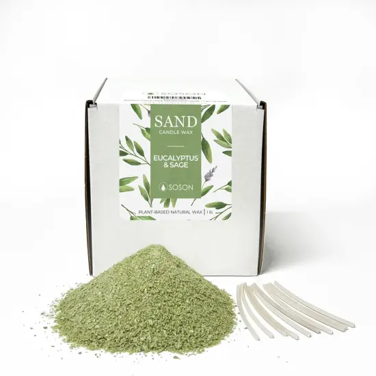 Green Eucalyptus and Sage Scented Pearled Candle {1}