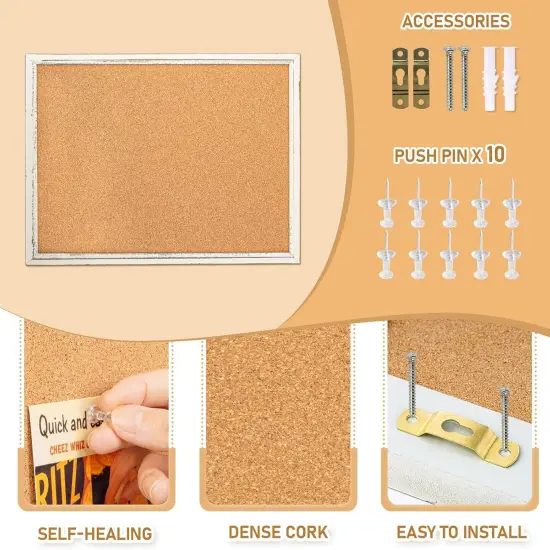 White Cork Board for Wall - 24 X 18 Inches(White) {5}