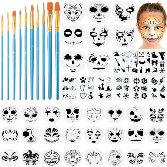 52 Pcs Face Paint Stencils(Weird Style) {1}