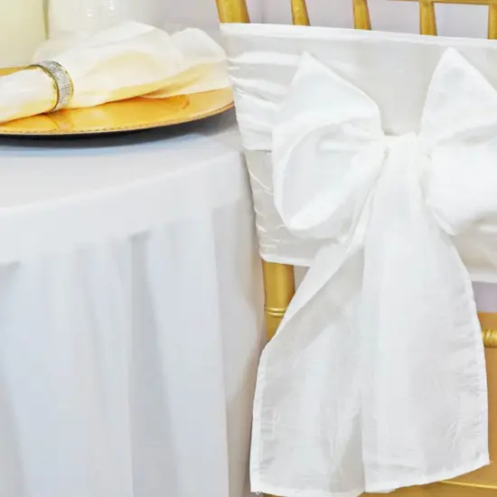 10 Pieces Elegant 9.5 by 108 inch Crushed Taffeta Chair Sashes White {4}