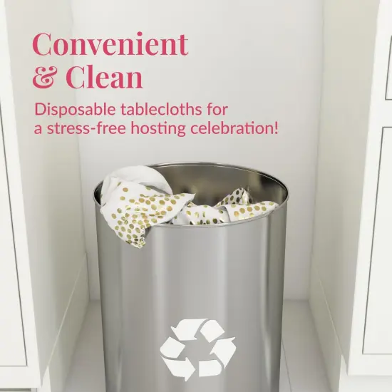 Prestee Rose Gold Plastic Table Cloth Disposable, 4 Pack - 54x108 Inch Rectangle Tablecloths for Wedding and Party - Heavy-Duty, Waterproof Table Covers - Pink and Gold, for Birthday or Fine Dining {4}