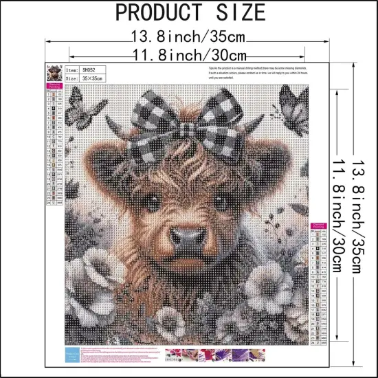 Cow 5D Diamond Painting,DIY Highland Cow Diamond Art Kits Round Paint by Diamonds for Adults Beginners,Full Drill Gem Art Kit for Adults Art and Crafts Home Wall Decor 14 X 14inch {4}