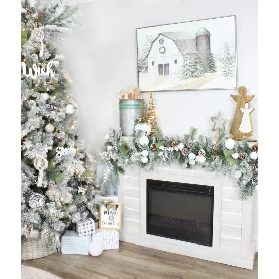 Wood Enamel Nesting Angel Statue Farmhouse Christmas Figurine {5}