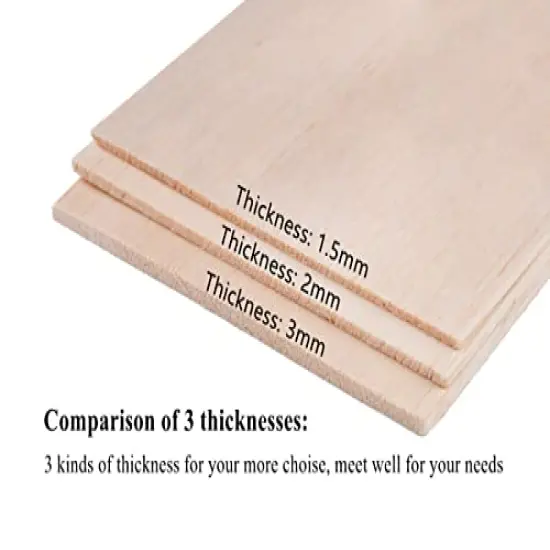 12 Pack Balsa Wood Sheets 1/16 x 4 x 8 Inch Natural Wood Color Unfinished Wood for Crafts Make Models of House Airplane Ship Boat DIY Wooden Plate Model (200x100x1.5mm) {4}