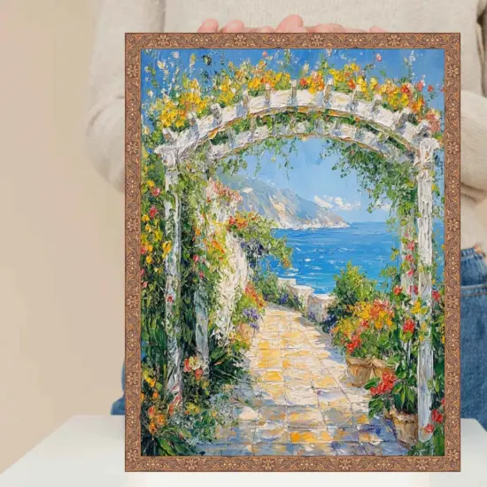 Slim Gold Leaf Floral Star Picture Frame 24x24 frame {7}