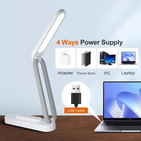 LED Desk Lamp for Office Home & Battery Operated Lamp Rechargeable Lamp Foldable & Portable Light, LED Desk Light Strip, 3 Brightness Dimmable Small Desk Lamp Wireless Reading Lamp (White) {4}
