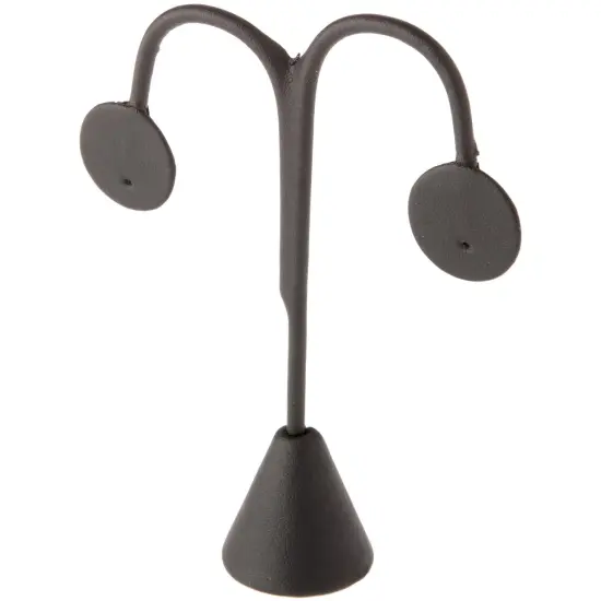 Plymor Black Faux Leather Lamp Style, Single Pair Earring Display Stand, 3.75" W x 1.25" D x 4.75" H {1}