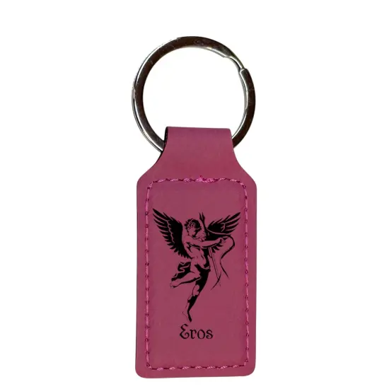 Keychain - Rectangle - Eros God of Love - Leather Pink/Black {1}