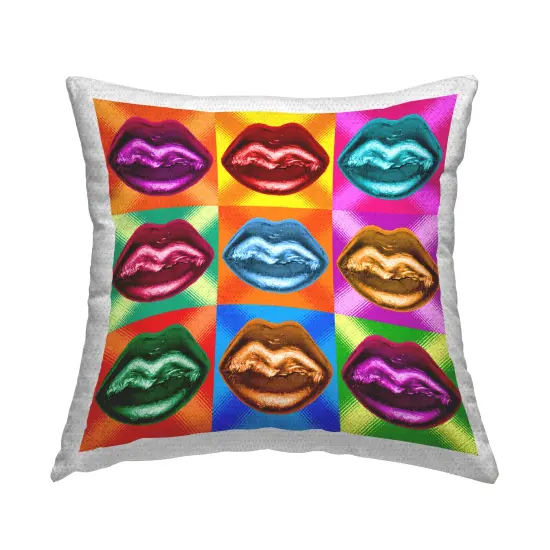 Alternating Glam Lips Design by Ziwei Li Outdoor Printed Pillow  {1}