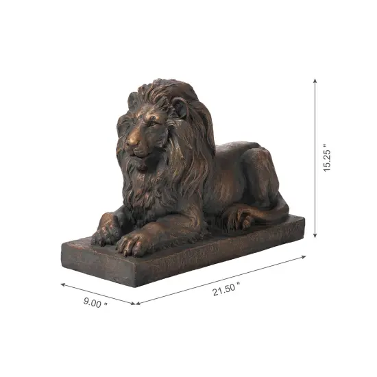 Set of 2 21.75"L MGO Lying Guardian Lion Statue 2pcs-21.75"L Bronze {4}