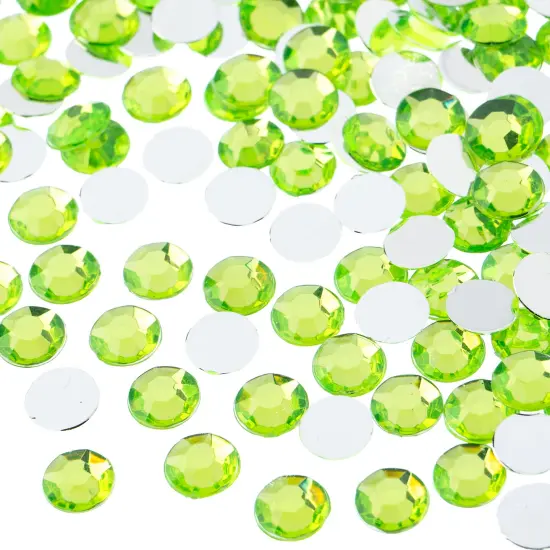 John Bead 8mm (SS39) Round Acrylic Flat Back Rhinestones, 1000pcs Peridot {1}