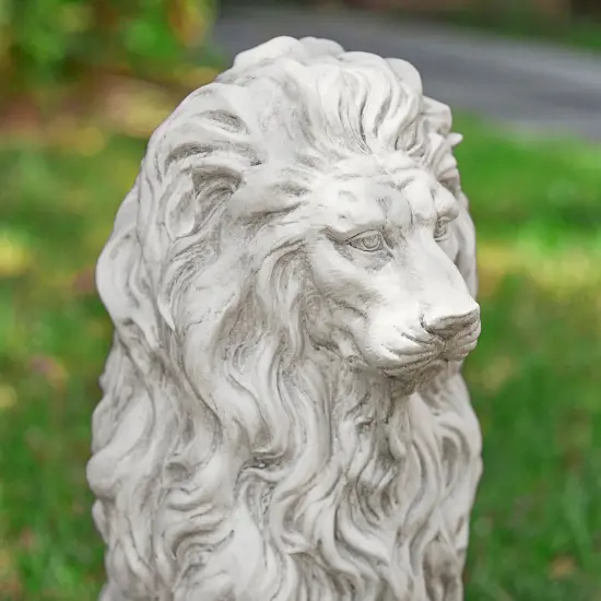 Set of 2 20.75"H/27.75"H MGO White Guardian Sitting Lion Statue 2pcs-20.75"H White {6}