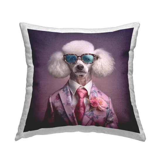 Fashionable Poodle Portrait Design by RB Outdoor Printed Pillow  {1}