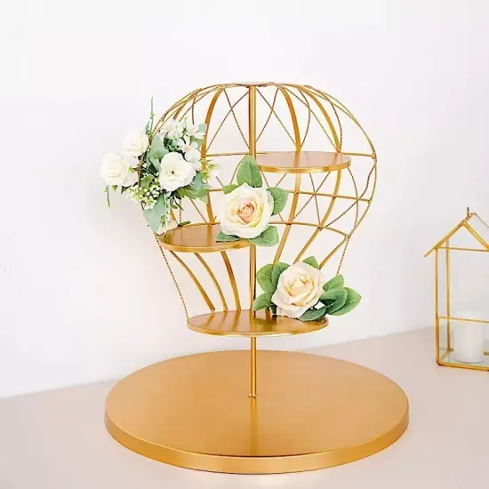 19 in tall Gold 4 Tier Metal Hot Air Balloon Cupcake Holder Dessert Display {1}