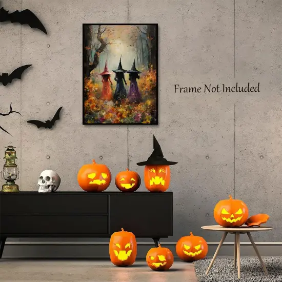 Halloween Vintage Witchy Wall 12x16in Unframed {3}