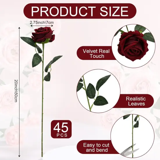 45 Pcs Rose Artificial Flowers Bouquet Floral {2}