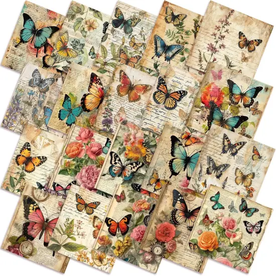 60 Pcs 10 x 10 Inch Vintage Butterfly Quilting Fabric Squares Summer Butterfly Fabric {1}