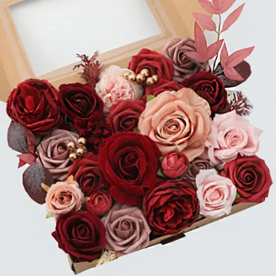 Artificial Flowers Burgundy Pink Fake Flowers for Bridal Bouquets {1}