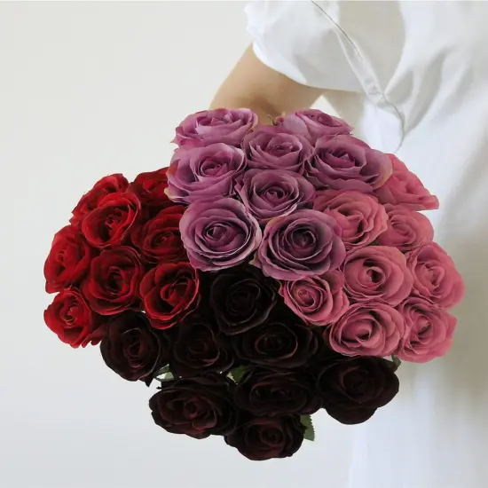 12 Pcs Silk Red Rose Bouquet for Home Decoration {6}