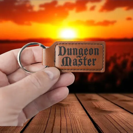 Keychain - Rectangle - Dungeon Master - Leather Pink/Black {7}