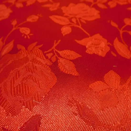 1 Yard Red Floral Jacquard Satin Fabric for Dresses Jackets Skirts Upholstery 54/56" Width 100% Polyester {4}