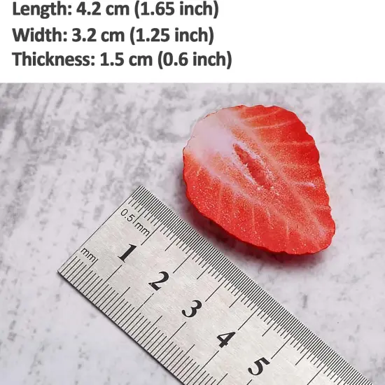 (10 Pcs Half Strawberries)Artificial Strawberry Blocks, Fake Fruit Decorations {4}