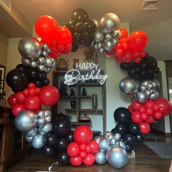 Red Black Silver Balloons, Red and Black Balloons Black Red Silver Balloon, Black Red Confetti Balloon for for Super Spider Hero Man Theme Birthday Baby Shower Wedding Race Car Party Decorations {3}