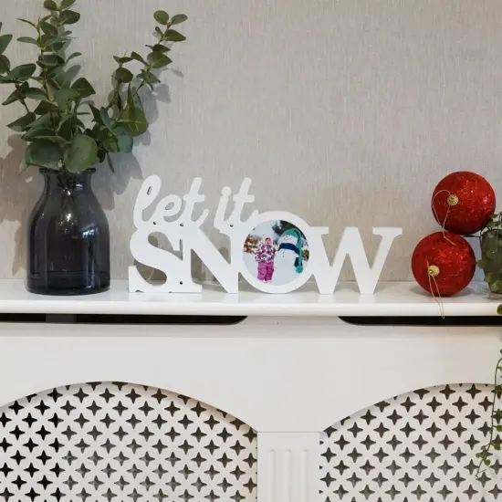 Sublimation Christmas White Coated Wood Word Blocks D&eacute;cor for Holiday&ndash; Sublimation Ready with 3.74&rdquo; Plate- Let It Snow {4}