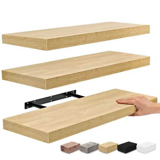 Sorbus Floating Shelves 3 Pack, 24-Inch Wall Mounted Shelves for Wall Decor and Storage with Invisible Brackets Maple {1}