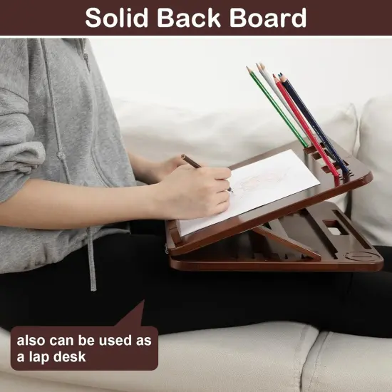 6-Position Bamboo Table Easel, 16x12 Inch Adjustable Drawing and Sketching Board with Built-in Handle and Back Storage, Portable Art and Lap Desk for Sketching, Reading, and Book Stand {3}